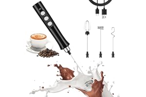 FITNATE Espumador de Leche Portátil, Batidor de Leche Eléctrico Recargable con 3 Velocidades y 2 Batidores de Acero Inoxidable, para Café, Chocolate Caliente, Latte, Cappuccino