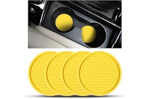 CGEAMDY 4 Pack Car Cup Holder Coasters, 7cm Anti-Slip Silicone Auto Insert Cup Coaster, Non-Slip Vehicle Cup Mats for Women and Men, Interior Accessories Universal for Most Cars Trucks(Yellow)