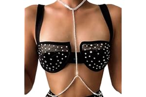Sethain Boho Cristallo Catena in vita Argento Strass Catene pettorali Scintillante Catena del ventre Corpo Gioielli bikini per donne e ragazze