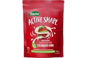 ‎YOKEBE Yokebe Pulver, ACTIVE SHAPE Strawberry Swirl - Mahlzeitersatz für eine gewichtskontrollierende Ernährung - Diät-Drink mit hohem Proteingehalt und Erdbeer-Geschmack - 250 g = 10 Portionen, gluten free
