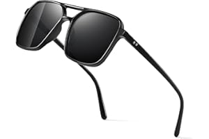 Wrimen-Sonnenbrille-Polarisiert-Sonnenbrillen-Herren-Damen-UV400 Schutz PC Schwarz Sonnen Brille Rechteck Modisch Unisex Klassisch für Autofahren Reisen Camping