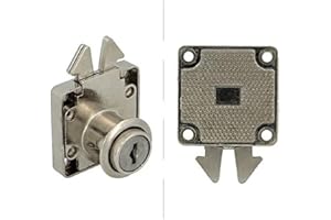 Amig - Cerradura para Puertas Correderas de Muebles y Armarios Pequeños Mod.2A + 2 Llaves Mod.371 - Para Mobiliario de Hogar u Oficina - De Acero Niquelado - Segura y Fácil de Instalar
