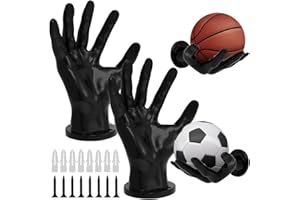 FOUVIN 2 Stück Ballhalter, Hand Wandhalterung für Bälle, 15 * 21,5 cm Wand Halterung mit 8 Schrauben 8 Nägel, Ball Deko Ballhalter Wandhalter für Basketball Fußball Volleyball Football Golfball Tennisball