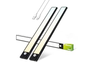 Brendz Puyo Kitchen LED Under-Unit Light, 2 x 40 cm, USB-C Rechargeable, 2200 mAh, 3 Colour Temperatures, Dimmable, Magnetic, Kitchen Under-Unit Light, Kitchen Lighting, Black