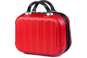 Balakaka ABS Neceser de Viaje Rigido Mujer con Asa y Cintas Elásticas de Sujeción, Caja de Maquillaje de 14 Pulgadas de Mano Impermeable Antideslizante Estuche Maquillaje Mujer, Rojo Intenso
