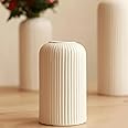 KREATIVE ART’S Modern Ribbed Design Ceramic Flower Vase for Living Room, Flower Pots for Artificial Flower, Home Decoration Item, Home Decor, Vases for Living Room | White, Small (6")