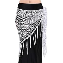 Sciarpa Danza Del Ventre Con Nappe Pavone - Costume Femminile Per Hip Scarf, Blu/Verde/Oro/Argento - Foto 5