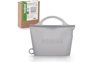 haakaa Steriliseringspåse i Silikon för Mikrovågsugn, Nappflaskor, 1250 ml | BPA-Fritt Silikon, Återanvändbar, För Nappflaskor och Bröstpump, Kompakt för Resor, Ångkokning, Tål Diskmaskin