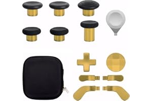 TOPCHANCES 13 in 1 Metal Thumbsticks for Xbox Elite Controller Series 2 Accessories with 6 Joysticks, 4 Paddles, 2 D-Pads, 1 Adjustment Tool (Gold)