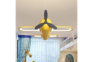CHEIRS Stanza dei Bambini Aereo lampadario, camera dei bambini ragazzo led camera da letto lampada da soffitto, Dimmerabile, lampadario per bambini con telecomando,Yellow