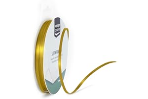 Vaessen Creative Ruban Satin - Doré - 100 m x 3 mm - Bolduc - Biais de Couture - pour Cadeau, Emballage, Bouquet Mariage, Cheveux et Ballon