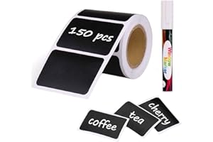 joyoldelf 150pcs Kit d'Etiquette Autocollantes Réutilisables pour la Cuisine Organiser avec Marqueurs Craie Liquide, Étiquette Tableau Noir Amovible pour Décorer Votre Cuisine Pièce de Rangement