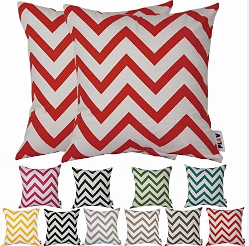 PLANDV® W Geometric Pattern Canvas Decorative Cushion Cover Pack of 2,Available In Different Colors and Sizes?45x4cm,Orange)