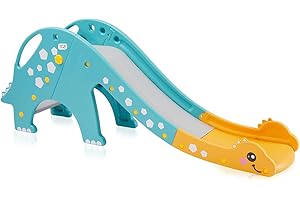 Baby Vivo zjeżdżalnia dla dzieci, zjeżdżalnia dla dzieci, plastikowa zjeżdżalnia ogrodowa Bronto, zaokrąglone rogi i krawędzie do użytku wewnątrz i na zewnątrz w kolorze turkusowym/żółtym
