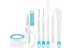 REALIKE Strumenti di diserbo per Vinile Crafting Accessori di base Set Kit per Cricut Silhouette Diserbo raschietto spatola pinzette forbici strumenti di base bundle per cucire