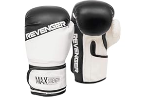 MAXSTRENGTH Revenger Boxing Gloves Focus Punch Mitts MMA Training Punching Hook and Jab Strike Pads Sparring Gloves UFC Pro Fight Muay Thai (White/Black)