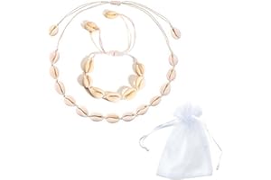 Zulbceo 2 Pcs Shell Necklace Bracelet,Natural Shell Choker Necklace,Summer Beach Necklace and Bracelet for Women, Girls and Man