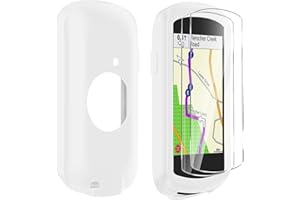 Buoluoioir Coque en Silicone + 2 Films pour Garmin Edge 1040, Film de Protection Écran en Verre Flexible Haute Transparence Accessoire Compteur GPS Vélo pour Garmin Edge 1040, Blanc