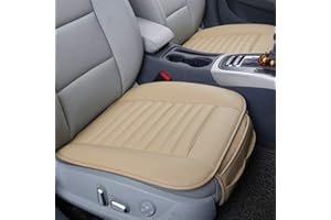 Big Ant Coussin de Siège de Voiture, Coussin Respirant de Chaise d’Auto et de Bureau en Cuir, Coussinet Confortable, Protecteur de Siège Avant de Voiture, 2pcs, Beige