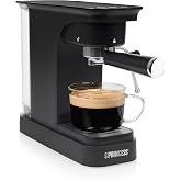 Princess Espresso Machine, 20 Bar Pump, 0.8 L Water Tank, for Ground Coffee and ESE Pods, Compact Design, Black, 01.249421.01