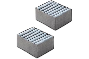 CQQNIU Organizery do szuflad na ubrania, składane, nietkane, duże rozmiary, 7 przegródek, pudełka do przechowywania, organizer do przechowywania dżinsów, t-shirtów, 2 szt