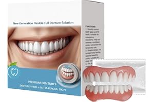 SHUNJIAN Silicone Denture Set,Silicone Reline Denture Set,Upper and Lower Full Denture Sets,False Teeth Set,Dentures False Teeth,Temporary Dentures,Boost Confidence,Easy to Clean & Maintain,Ensure Oral Health