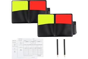 Set med 2 fotbollsdomarkit med röda och gula kartonger i PVC och poängböcker, domarutrustning för fotbolls- och skolsporter, domartillbehör för fotboll