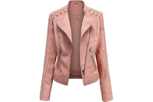 WJANYHN Spring And Autumn Women'S Fashion Casual Leather Jacket Women'S Short Jacket Slim Thin Leather Jacket Solid Color Multicolor Ladies Motorcycle Suit