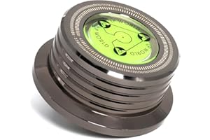 KozyOne Estabilizador de Peso récord, Abrazadera estabilizadora de Disco Giratorio con Nivel de Burbuja para Reproductor de Discos LP de Vinilo (Color Negro Cromado)