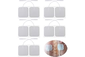 NUMLOT Lot de 10 électrodes carrées 4x4 cm axion，Universel pour électrostimulateur，Electrostimulateurs avec connexion filaire de 2 mm，Patchs adhésifs réutilisables