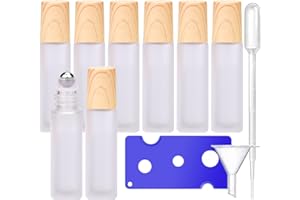 Xiumeso Pack of 8 Essential Oils Roller Bottles, 10 ml Refillable Glass Bottles, Glass Roller Bottles, Metal Roller Ball Bottle Container for Aromatherapy, Essential Oils, Fragrance