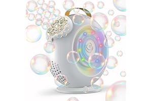G-STORY Machine à Bulles Rechargeable pour Enfants - Plus de 15 000 Bulles/Min, Rotation Auto 90°/360° avec lumière LED. Capacité 500 ML, 2 Vitesses. Idéale pour fêtes en extérieur, Mariages, Anniversaires