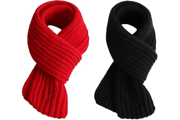 CVDYWDJIE Stickad halsduk för barn, 2 stycken, termisk halsduk, nackskydd för barn, vindtät halsduk, halsvärmare, Röd, M
