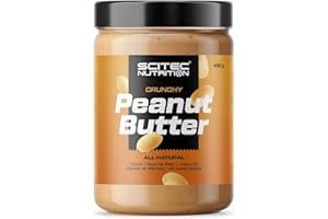 Beurre de cacahuète de Scitec Nutrition - sans huile de palme - végétalien - pauvre en sel - source de protéines - pauvre en sucre - source d'énergie naturelle, 400 g, Crunchy