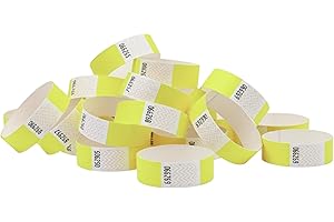 FUN FAN LINE - Confezione da 200 Braccialetti Identificativi Tyvek 19mm x 258mm | Numerati, Intrasferibili e Resistenti all'Acqua | Braccialetti di Controllo per Eventi (Giallo)