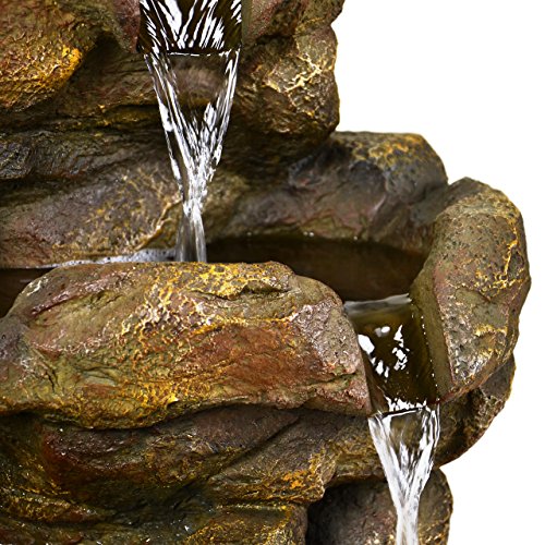 Gartenbrunnen Wasserbrunnen Steinoptik Wasserfall mit Beleuchtung - 3