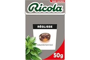 Ricola - Bonbons aux Plantes Suisses - Parfum Réglisse - Gourmand et Rafraîchissant - Sans Sucres - Boîte de 50g