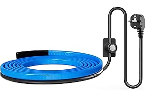 Suriwee Heizkabel mit Thermostat 15 W/m, selbstregulierendes Frostschutz-Heizband IP65 für Wasserleitungen, Dachrinnen und Tränken, 3m, Blau, UL- und ETL-zertifiziert