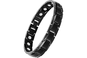 Jecanori Titanium Steel Magnetic Bracelet for Men Women,Unisex Style Ultra Strength Magnets Brazaletes(3500 Guass),Adjustable Size Wirstband with Adjustment Tool and Jewelry Gift Box (Black)…