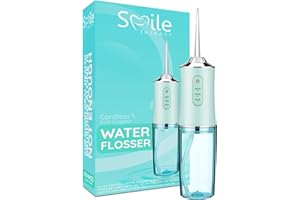 Smile Therapy Water Flosser for Teeth - Aqua, 300ml Tank | Cordless Oral Irrigator & Dental Water Jet | 4 Brush Tips to Floss & Remove Plaque, Stains & Food Residue | Travel & Home USB Rechargeable