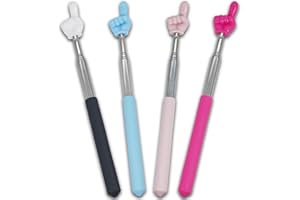 ZGGZHEIM 4 Stück Zeigestab Ausziehbar Finger, Bunter Teleskop Edelstahl Zeigestock mit Fingerform für Lehrer & Kinder, Ausziehbare Hand Zeiger für Klassenzimmer,Lesungen,Vorträge,Schulunterricht Präsentationen