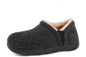 ZIZOR Men's Cozy Memory Foam Slippers with Fleece Lining, Anti-Slip Indoor Outdoor Rubber Sole with Unilateral Elastic Bandage