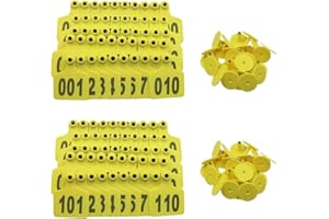 Gerrit Marchio Auricolare per bovini 001-100 - Numero 901-1000 Il Marchio Auricolare per l'identificazione del Bestiame è Adatto per bovini, Cavalli, maiali 1-100 Yellow