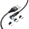 HEYBRO Magnetic Charging Cable Otation Magnetic Charger Cable, Magnetic Cable for Micro USB, Type C Devices & iProducts