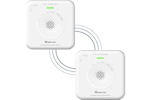 HEIMAN Detector de CO Interconectada, alarma CO de monóxido de carbono, sensor de 10 años, pilas intercambiables, 85 dB, detector de monóxido de carbono para el hogar, portátil, funciona con pilas (2)