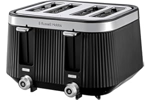 Russell Hobbs 4 Slice Toaster [1960W, Frozen/Cancel/Reheat function with Indicator light] Brontë (Extra wide slots, 6 Browning levels, Lift & Look function, Lift high feature) Matte Black - 26770