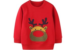 EULLA Kinder Mädchen Jungen Weihnacht Pullover Sweatshirt Weihnachtsoutfit Weihnachtspuli Christmas Xmas Rentier Weihnachtsmann Weihnachtskleidung 92 98 104 110 116 122