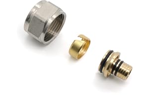 Vancoco 10 Stk. Klemmringverschraubung 16x2mm für Heizrohr Fußbodenheizung Hahnblöcke 3/4 '' Eurokonus