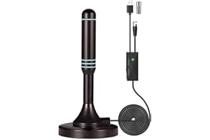 AMAZQI Indoor TV Aerial 4K Digital Amplified TV Aerial with Signal Booster - 250+ Miles Long Range, Freeview 1080P Magnetic BaseTV Antenna丨16.4ft Coax HDTV Cable - Support All Types TV