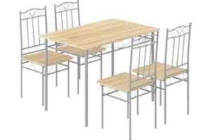 IPOTIUS Esszimmer-Set mit 4 Stühlen,Buche und Grau,Esstisch-Set,Essgruppe für Esszimmer, Küche, Wohnzimmer